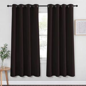 NICETOWN Bedroom Blackout Curtain and Drape - Energy Smart Thermal Insulated Solid Grommet Blackout Drapery for Living Room (1 Panel, 52-inch x 72-inch, Toffee Brown)