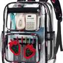 Clear Backpack for Girls Women Heavy Duty Transparent Bookbag Cute Bag Large Capacity See Through Backpacks for School, Medium
