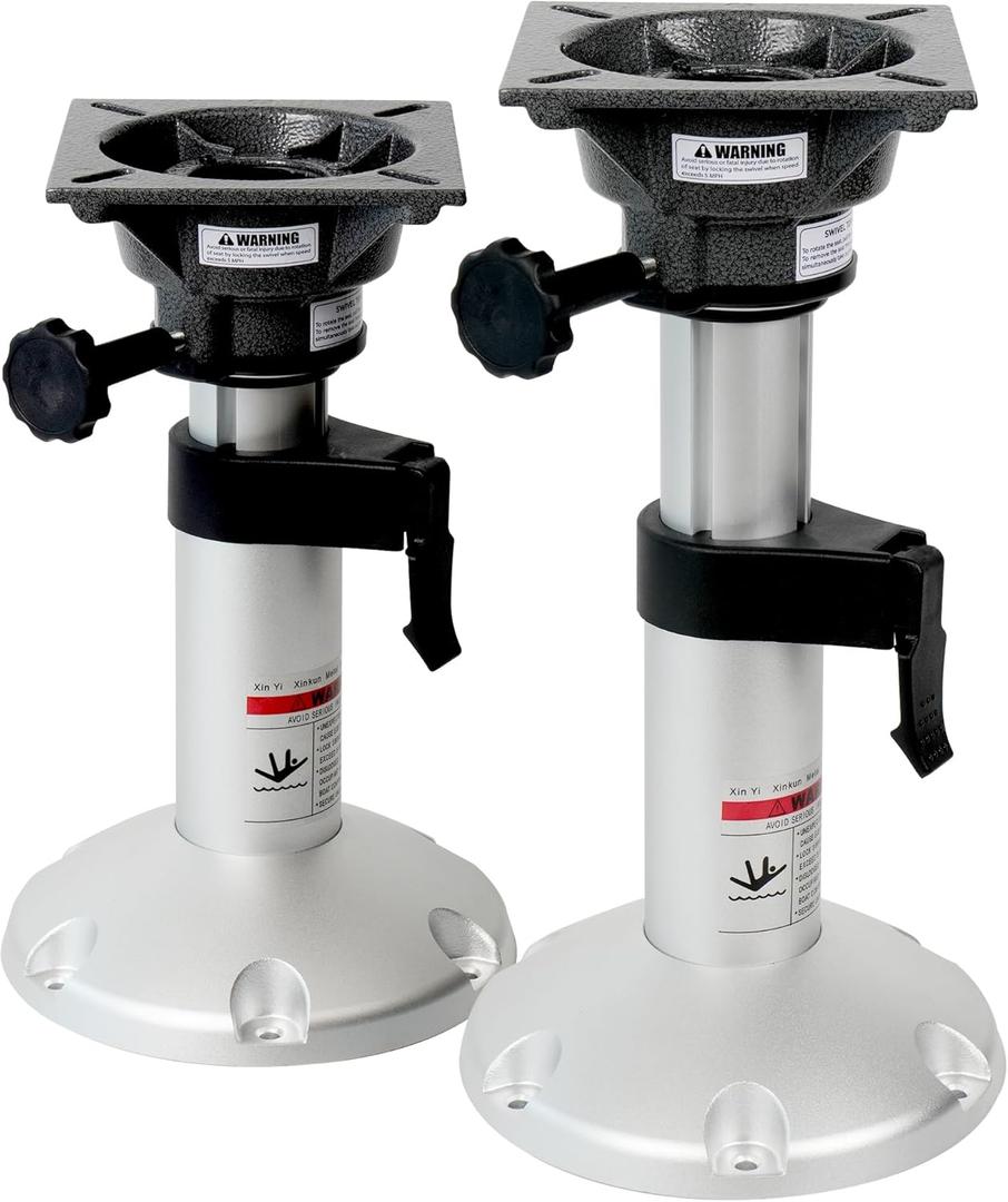 Aluminum Adjustable Height Locking Boat Seat Pedestals 13 to 18 Inches for Boat Seats(2pcs)
