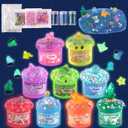 Ocean Glow in The Dark Slime Kit 9 Pack, with Deep Sea Slime Charms, Sensory DIY Rainbow Slime for Kids, Glow Party Favors for Girls & Boys, Halloween