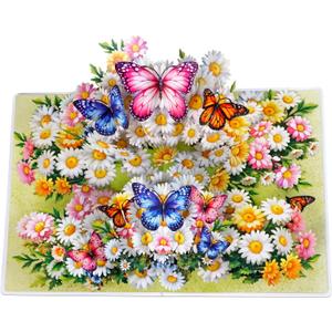 2 x CUTPOPUP Mothers Day Pop Up Card for Mom, 3D Daisy Butterflies Greeting Card, Birthday Card for Mom, Wife, Grandma, Daughter, Floral Card for Women