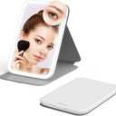 Mocado Travel Makeup Mirro with Lights, 360 Rotation Lighted Makeup Mirror, Portable Mirror with 10x Magnification, 60LEDs 3 Color Lightings, Dimmable Touch Screen, Tabletop Light up Mirror(White)