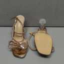 ZURIN Women's Rhinestone Bow Heels Square Toe Clear Heeled Sandals Slingback High Heels Dress Party Evening Prom Crystal Shoes, 7