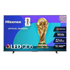 Hisense 50" Class QD6 Series (50QD6QF, 2025 Model) QLED 4K UHD Smart Fire TV, Voice Remote with Alexa, Dolby Vision, Dolby Atmos, Motion Rate 120, HDR 10+, Game Mode Plus, MEMC, VRR, ALLM Hisense 50" Class QD6 Series (50QD6QF, 2025 Model) QLED 4K UHD Smart Fire TV, Voice Remote with Alexa, Dolby Vision, Dolby Atmos, Motion Rate 120, HDR 10+, Game Mode Plus, MEMC, VRR, ALLM