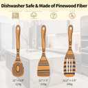 Dishwasher Safe Handcraft Wooden Spoons for Cooking-3PCS Sturdy Wooden Spoons Set, Wooden Kitchen Utensil Set for Nonstick Cookware, Heat Resistant