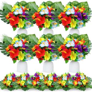 Hotop 24 Pcs Hawaiian Flower Centerpieces for Tables Artificial Palm Leaves Fake Hibiscus Flowers Tropical Party Decorations Supplies for Luau Safari Jungle Beach BBQ Theme Party Birthday Table Decor Hotop 24 Pcs Hawaiian Flower Centerpieces for Tables Artificial Palm Leaves Fake Hibiscus Flowers Tropical Party Decorations Supplies for Luau Safari Jungle Beach BBQ Theme Party Birthday Table Decor