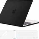 EooCoo Hard Case Compatible with MacBook Air 13.3 inch M1 Chip 2021-2018 with Retina Display, Air 13.3 inch Plastic Protective Case + Transparant Keyboard Cover + Screen Protector, Matte Black