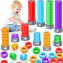 2-in-1 Montessori Counting & Stacking Toys for Toddlers Ages 1-5 Autism Sensory Toys for Kids Preschool Educational Spinning Learning Games Birthday Xmas Gifts for Boys Girls 1-5 Year Old