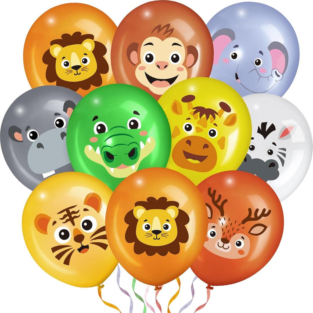 Censen 45 Pcs Animal Balloons 12 Inch Latex Balloons Party Decoration for Kids Birthday Party Baby Shower Indoor Outdoor Decor(Animal)