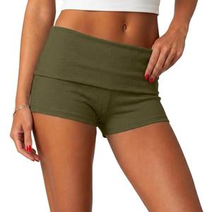 ONLYSTORY Women's Fold Over Shorts Y2K Micro Mini Shorts Elastic Waist Lounge Pajama Bottoms 2026 Summer Yoga Athletic Short, Small