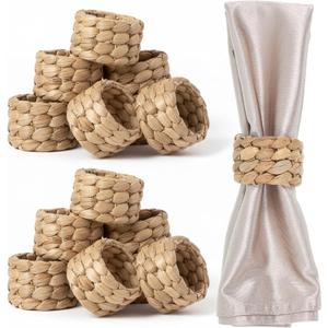 18 Pcs Rustic Woven Napkin Rings, Table Decor Handmade Fall Napkin Rings, Farmhouse Rustic Woven Napkins Holders by Natural Gourd Grass, for Thanksgiving, Christmas, New Year, Easter, Wedding