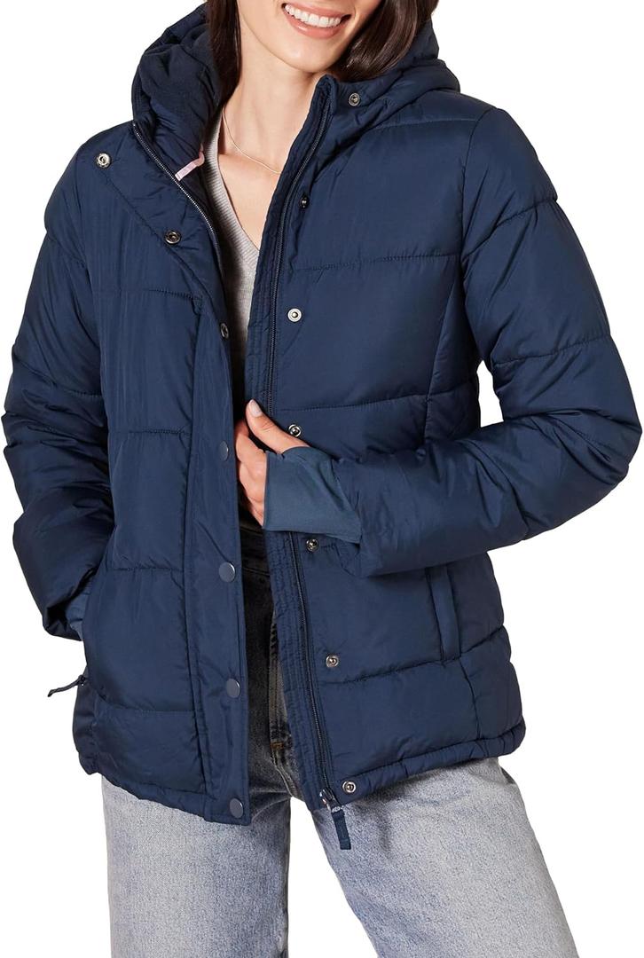 Amazon Essentials Women's Heavyweight Quilted Long-Sleeve Hooded Puffer Coat (3X, Navy)