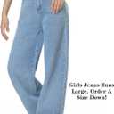 EXARUS Girls Jeans Baggy Denim Pants Wide Leg/Flare Teen Clothes Ripped | Tween Washed Trousers Casual Youth Kids Junior Preteen Preppy Back to School Bottoms Pockets Mid Rise Y2K 6-16Y (Blue)