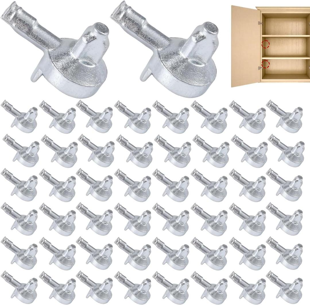 50pcs Shelf Pegs Compatible with IKEA Billy Bookcase (Part 131372), Alloy Shelf Support Pins Cabinet Pegs Replacement Bookshelf Accessories (Silver)