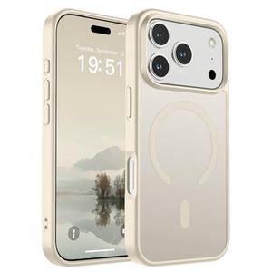 SUPFINE Magnetic for iPhone 17 Pro Case (Compatible with MagSafe)(Military Grade Drop Protection) Translucent Matte Shockproof with Anti-Fingerprint Phone Cover,Antique White