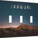 Moon Phase Mountain 3 Gang Light Switch Cover Plate Decorative Triple Toggle Wall Plate Electrical Faceplate Switchplate for Bathroom Home Bedroom Decor 6.7 * 4.8 Inch