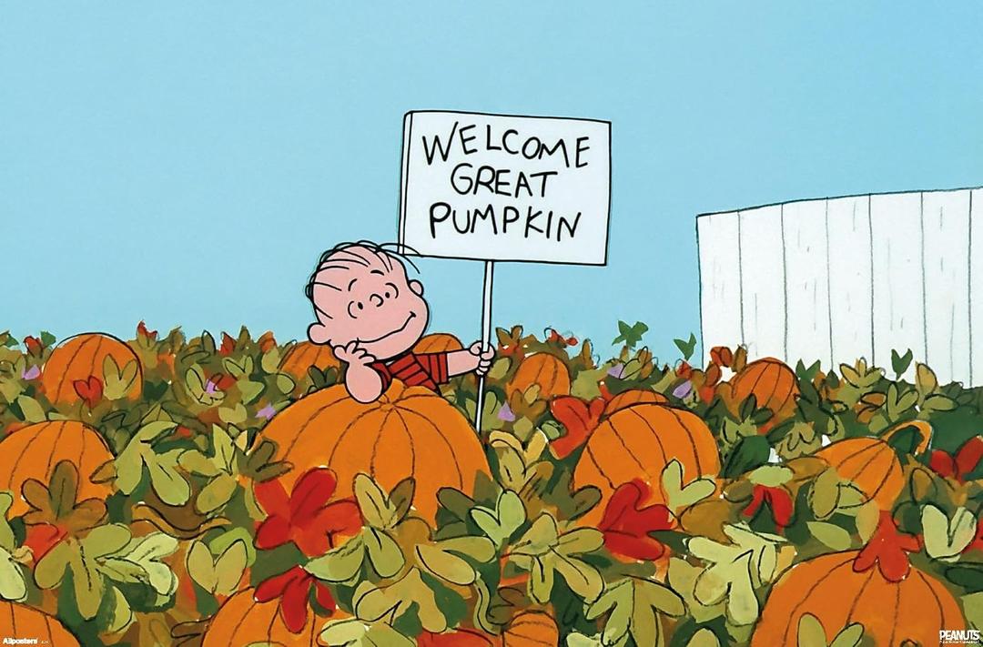 Trends International Peanuts: It's the Great Pumpkin, Charlie Brown (1966) - Linus Welcome Great Pumpkin Wall Poster, 34L x 22.4W, Premium Unframed Version