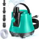 Sump Pump Submersible, Pool Cover Pump Above Ground with Adjustable Flow, Portable Electric Water Removal Pump with 10ft Hose, 4 Adapters Water Pump for Pool Draining,Fish Tank,Pond, 950GPH