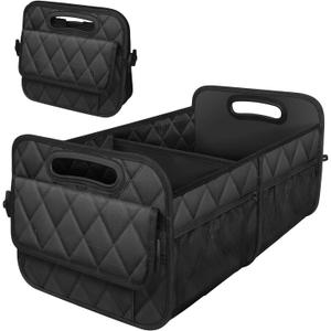 Deosk Car Trunk Organizer and Storage with 6 Big Pockets, Waterproof Polyester Trunk Organizer for SUV, Minivan, Truck (Large, Black)
