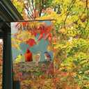 Fall Cardinal House Flag 28x40 Inch Double Sided for Outside, Large Burlap Autumn Yard Flag with Colorful Birds and Maple Leaves for Outdoor Thanksgiving Autumn Decoration