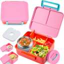 Bento Lunch Box for Kids with 8oz Soup Thermo Leak-Proof Lunch Food Containers with Snack Sauce Container for Kid Girls Boys to School,Pink