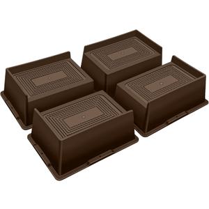 ANNKUT Bed Risers 3 Inch Heavy Duty,Oversized Couch Risers, Extra Wide Furniture Risers for Sofa Table Desk Headboard Chair Lifting,Rectangle Risering Blocks Support 6000 lbs(4 Pack Brown)