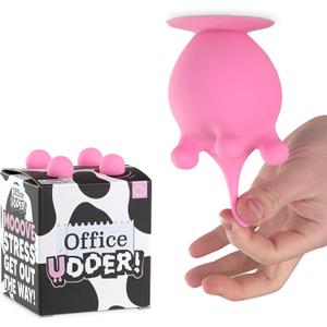 Bubblegum Stuff Office Udder - Pink Squishy Silicone Cow Udder Stress Relief Desk Toy - Suction Cup Stress Reliever - Adult Squeeze Toy