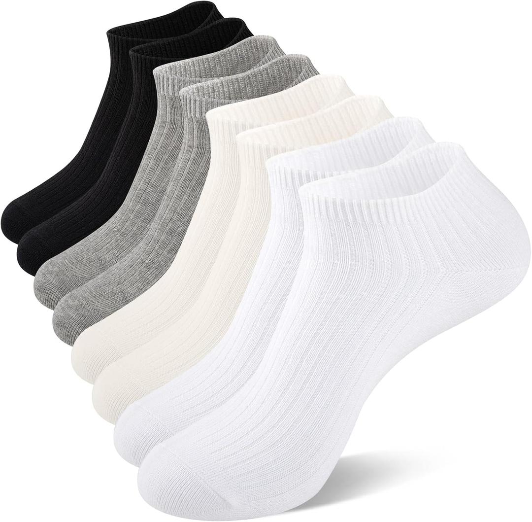 Heatuff 8 Pairs Ankle Socks for Women,Comfy Cotton Breathable Fabric for Womens,Thin Ankle Socks for Casual