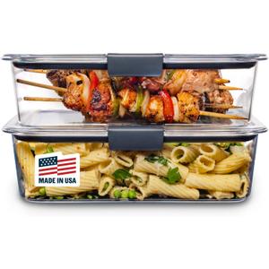 Rubbermaid Brilliance BPA-Free Food Storage Containers with Lids, Airtight Clear Set of 2 (9.6 Cup), Ideal for Lunch, Meal Prep, and Leftovers