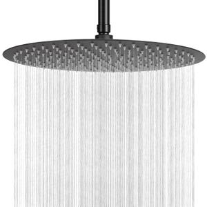 NearMoon Rain Shower Head, Ultra-Thin Design-Pressure Boosting, Awesome Some Experience, High Flow Stainless Steel Rainfall Head (16 Inch, Matte Black)