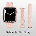 2 x Bagoplus 4 Pack Silicone Braided Y-Design Bands Compatible With Apple Watch Band 38mm 40mm 41mm 42mm 44mm 45mm 46mm 49mm for Women Men, Slim Bands for iWatch Series 10 9 8 7 6 5 4 3 2 1/SE/Ultra (Black/Smoky Purple/Pink Sand/White)