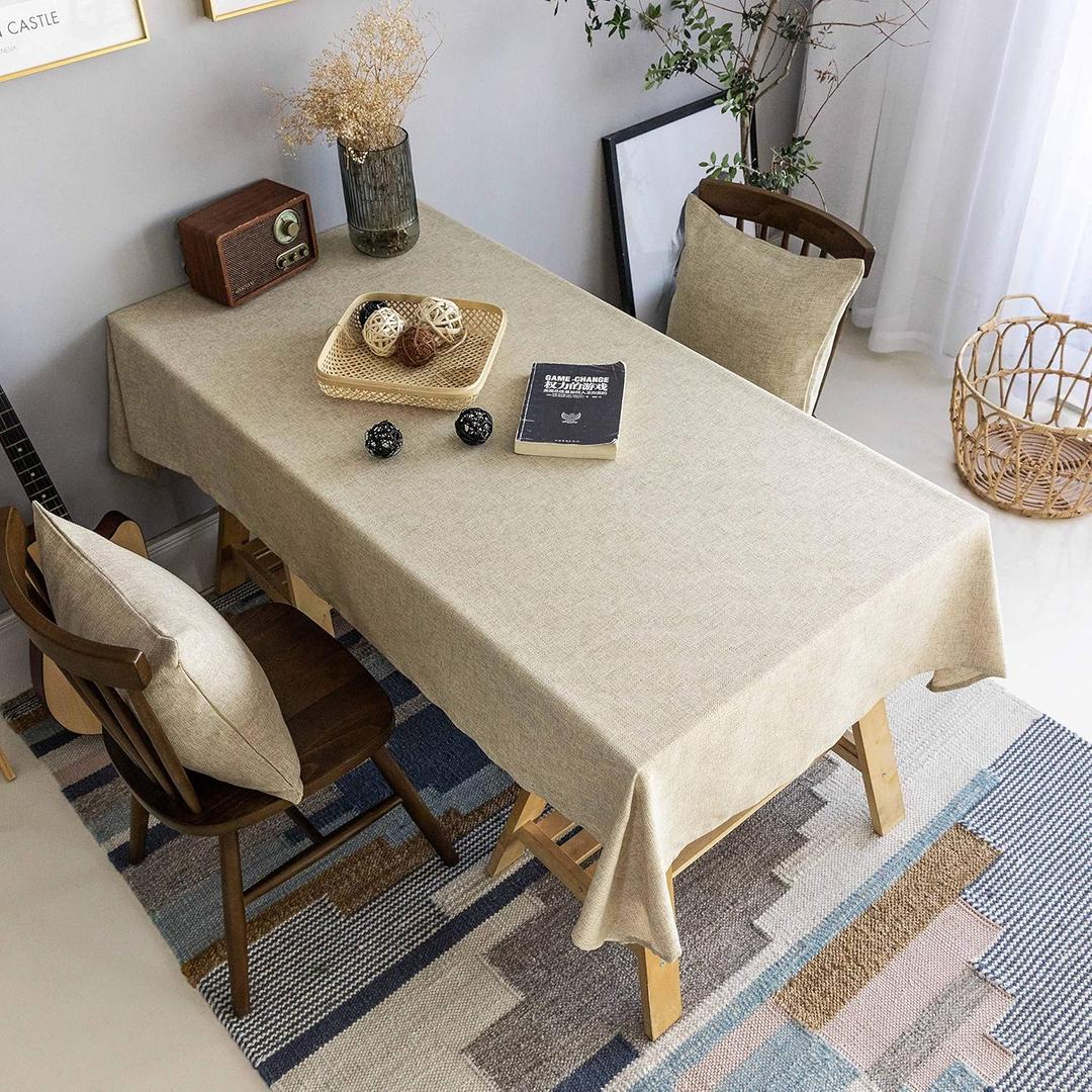 Home Brilliant Table Cloth Spring Tablecloth Farmhouse Burlap Rectangle Tablecloth Party Kitchen Indoor Table Clothes for Dining Table, 52 x 102 inch, Natural Linen