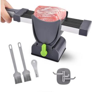 Fresh Meat Slicer, Cleaver Kitchen Knife Set Manual Meat Slicer for Beef Pork, Adjustable Thickness 2mm or 4mm, Manual Jerky Slicer for Home Cooking BBQ Hot Pot(COLOR:Black)