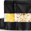 100Pcs 6x9 Inch Smell Proof Bags Stand Up Pouches Resealable Mylar Clear Bags with Window and Zipper Food Storage Coffee Snacks Baked Food Packaging for Small Business (Black)