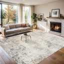9x12 Area Rug Living Room: Modern Abstract Washable Carpet Beige