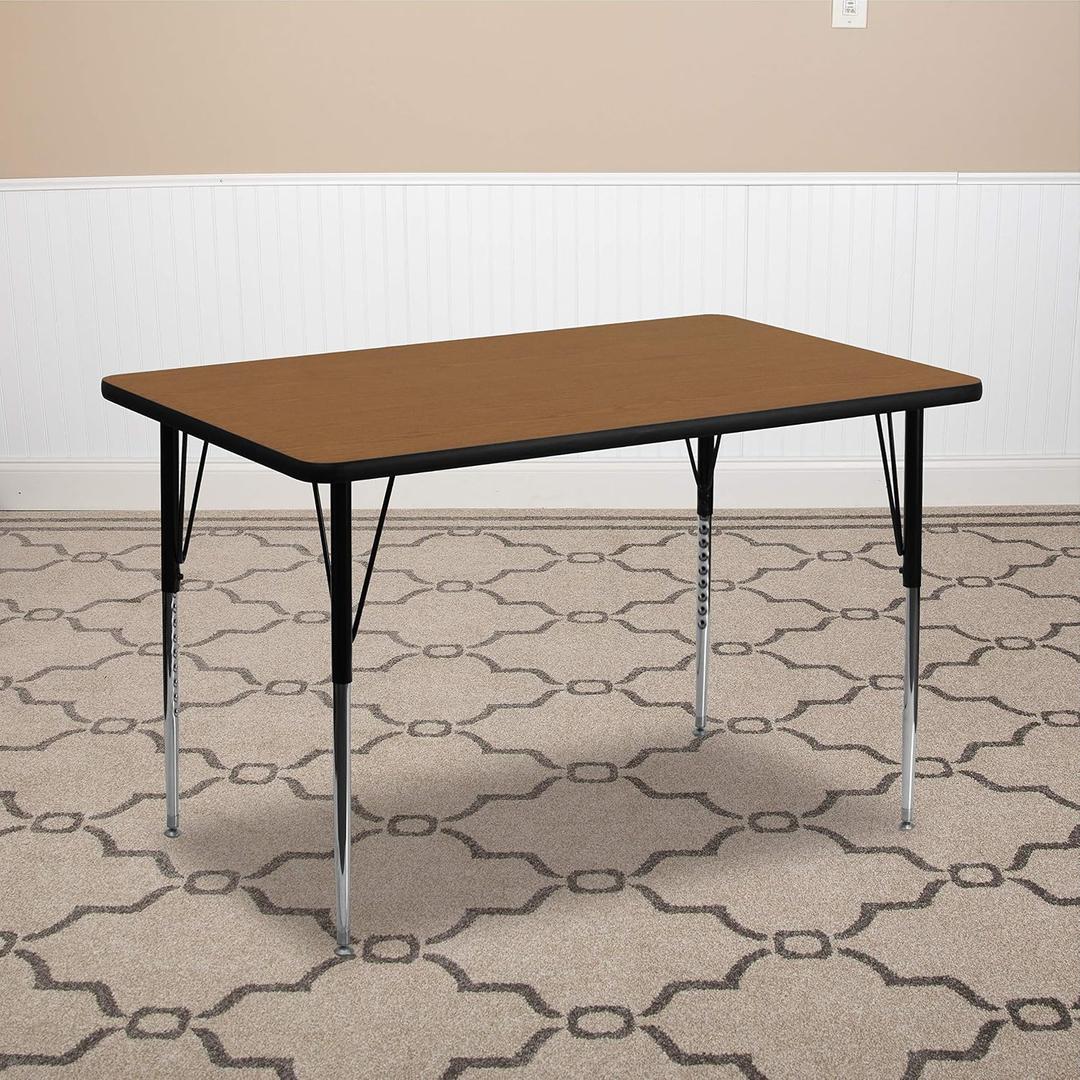 Flash Furniture Wren 30''W x 48''L Rectangular Grey Thermal Laminate Activity Table - Standard Height Adjustable Legs