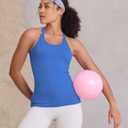 3 Pack Workout Tank Tops for Women with Built in Bra Ribbed Seamless Racerback Athletic Running Gym Yoga Tops (M)