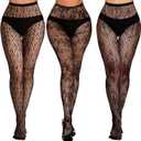 Buauty Lace Patterned Fishnet Tights for Women Black Fishnets Leggings Lace Tights (One Size, Black*3-1)