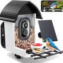 Smart Bird Feeder with Camera - Solar Powered Bird Watching Camera with 2K HD Live View, Auto Capture & AI Identify 10,000+ Species, 2.4G WiFi Outdoor Birdhouse, Ideal Gifts for Bird Lovers