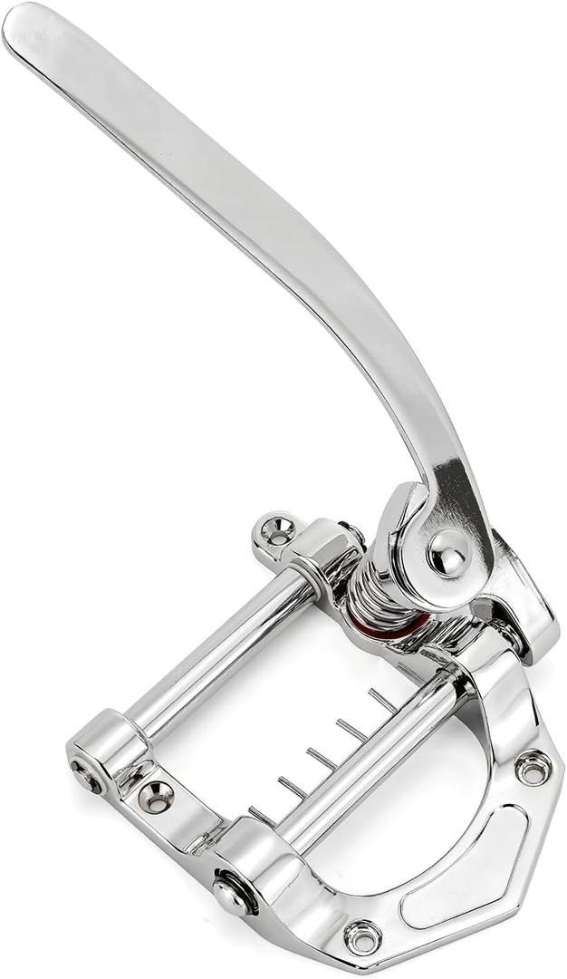 Swhmc Tremolo Bridge for Electric Guitar, Chrome Plated Vibrato Tailpiece with Roller Bar, Replacement for Telecaster SG LP Flat Top Body, Hardtail Bridge Upgrade