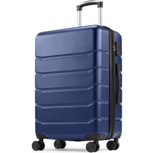 Sweetcrispy Carry on Luggage, Hard Shell ABS Suitcase with Double Spinner Wheels, Lightweight Expandable Rolling Suit Case with TSA Lock, 24 Inch Navy Blue