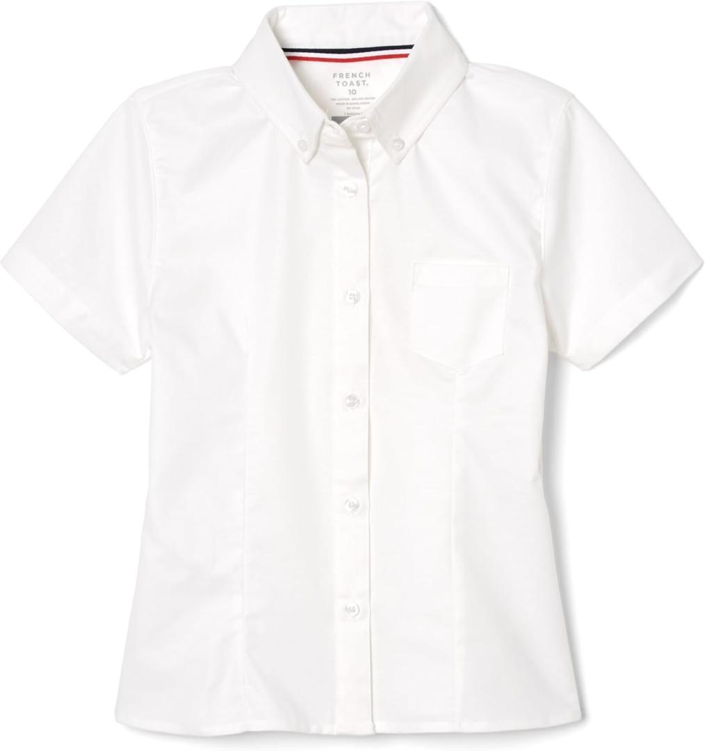 French Toast Girls' Short Sleeve Oxford Shirt (White)