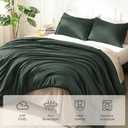 Litanika Forest Green Oversized King Comforter Set Super King Plus Size, 3 Pieces Lightweight Solid Bedding Comforter Set, All Season Fluffy Bed Set (128x120In Comforter & 2 Pillowcases)