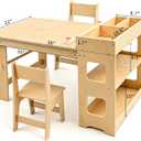 WINGYZ Kids Art Table and Chairs - Toddler Activity Table and 2 Chair Set with Storage Cabinet, 5 in 1 Kids Desk Craft Table with Paper Roll for Drawing Playrooms Daycare Classroom Gifts, Large
