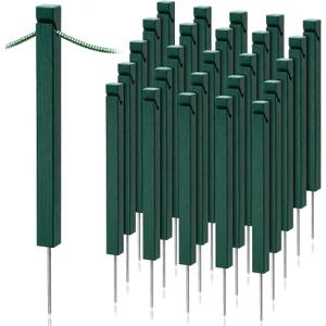 Hicarer 25‑Pack Wood Golf Rope Stakes UV Resistant, Green, 1.5 x 1.5 x 18''