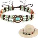 CHIC DIARY Western Cowboy Hat Band Replaceable Hat Belt for Men Women Panama Hatbands with Turquoise
