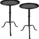 RattanView 2 Pcs Metal Martini Table Black Small Round Drink Table12.5 x 12.5 x 27.75 Inches Pedestal Iron Side Tables for Small Spaces Living Bedroom Room