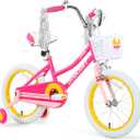 Dynacraft Sunset 16, 18, 20 Inch Kids Bike, Girls Bike With Training Wheels or Kickstand, Easy Assembly Kids Bicycle, Bicycle for Kids, Bike for 5 Year Old Girl, Pink or Teal Bike With Training Wheels