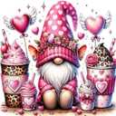 KYOQFVN Valentine's Day Gnome Paint by Numbers Kit for Adults - DIY Pink Heart Painting by Number on Canvas, Acrylic Paints, Lovers Decor Paint by Number Kits 1616 Inch Without Frame