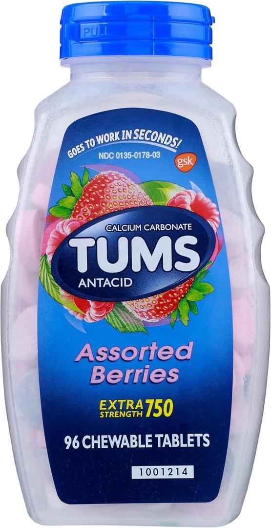 TUMS Extra Strength 750, Berries, 96 Tablets